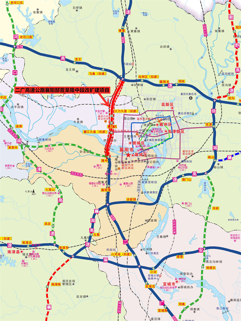 二广高速公路襄阳郜营枢纽至隆中互通段改扩建工程示意图